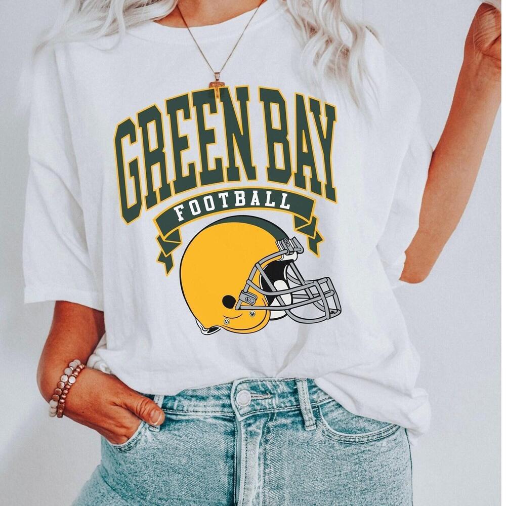 Green Bay Football Packers Retro Vibes Cheese Head Graphic Oversized Tee